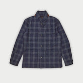 Navy & Grey Overcheck Wool & Cashmere Chanti Jacket