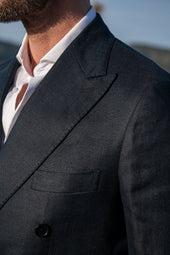 Double Breasted Linen Jacket Made In Italy