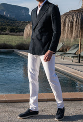 Double Breasted Linen Jacket Made In Italy