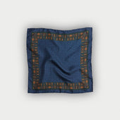 Miniature Paisley Bean Motif Silk Pocket Square