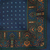 Miniature Paisley Bean Motif Silk Pocket Square