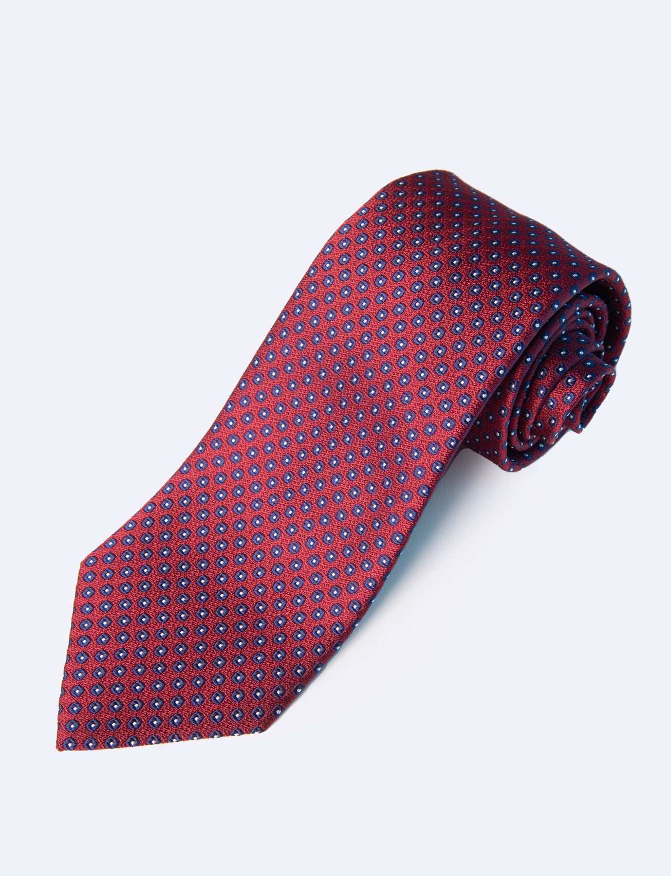 Navy diamonds on carmine red tie