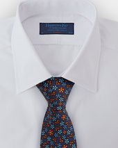 Orange Blue Floral Printed Silk Tie