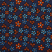 Orange Blue Floral Printed Silk Tie