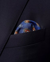 Navy Orange Geometric Pocket Square
