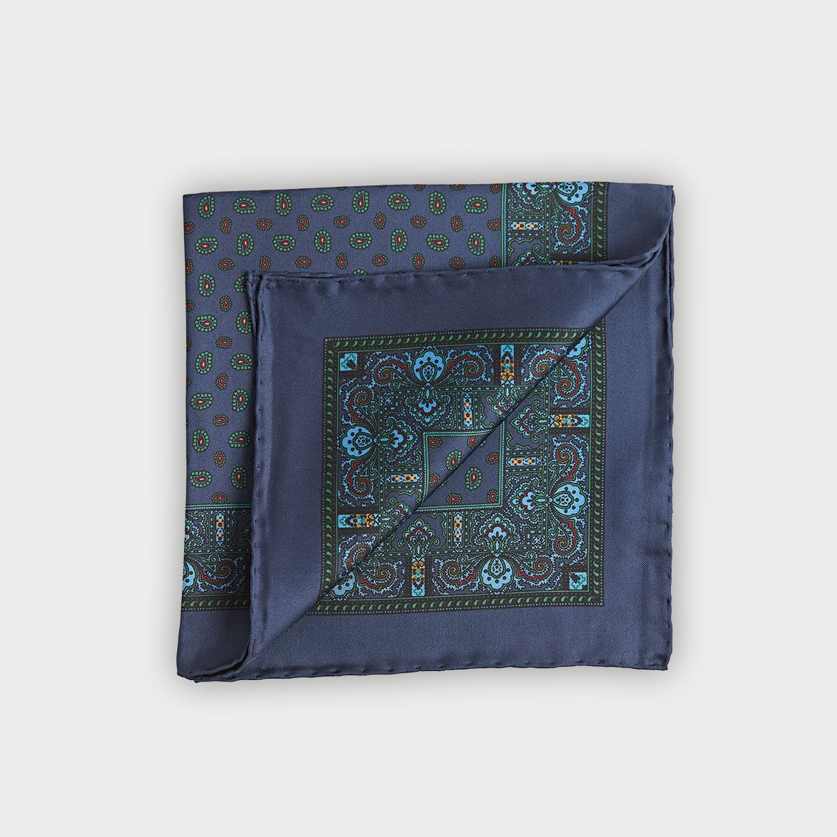 Paisley Bean Motif Silk Pocket Square