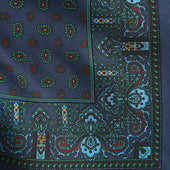 Paisley Bean Motif Silk Pocket Square