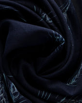 Navy Wheat Print Cotton Silk Bandana