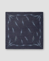Navy Wheat Print Cotton Silk Bandana