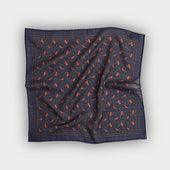 Pheasant Motif Silk Blend Pocket Square