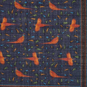 Pheasant Motif Silk Blend Pocket Square