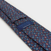 Pink Blue Floral Printed Silk Tie