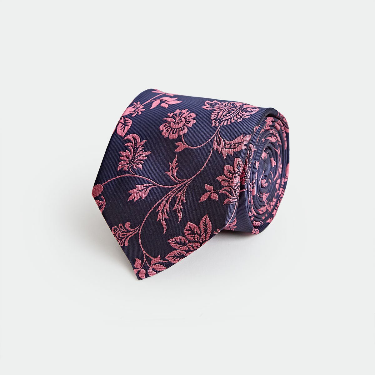 Pink Elaborate Floral Woven Silk Tie