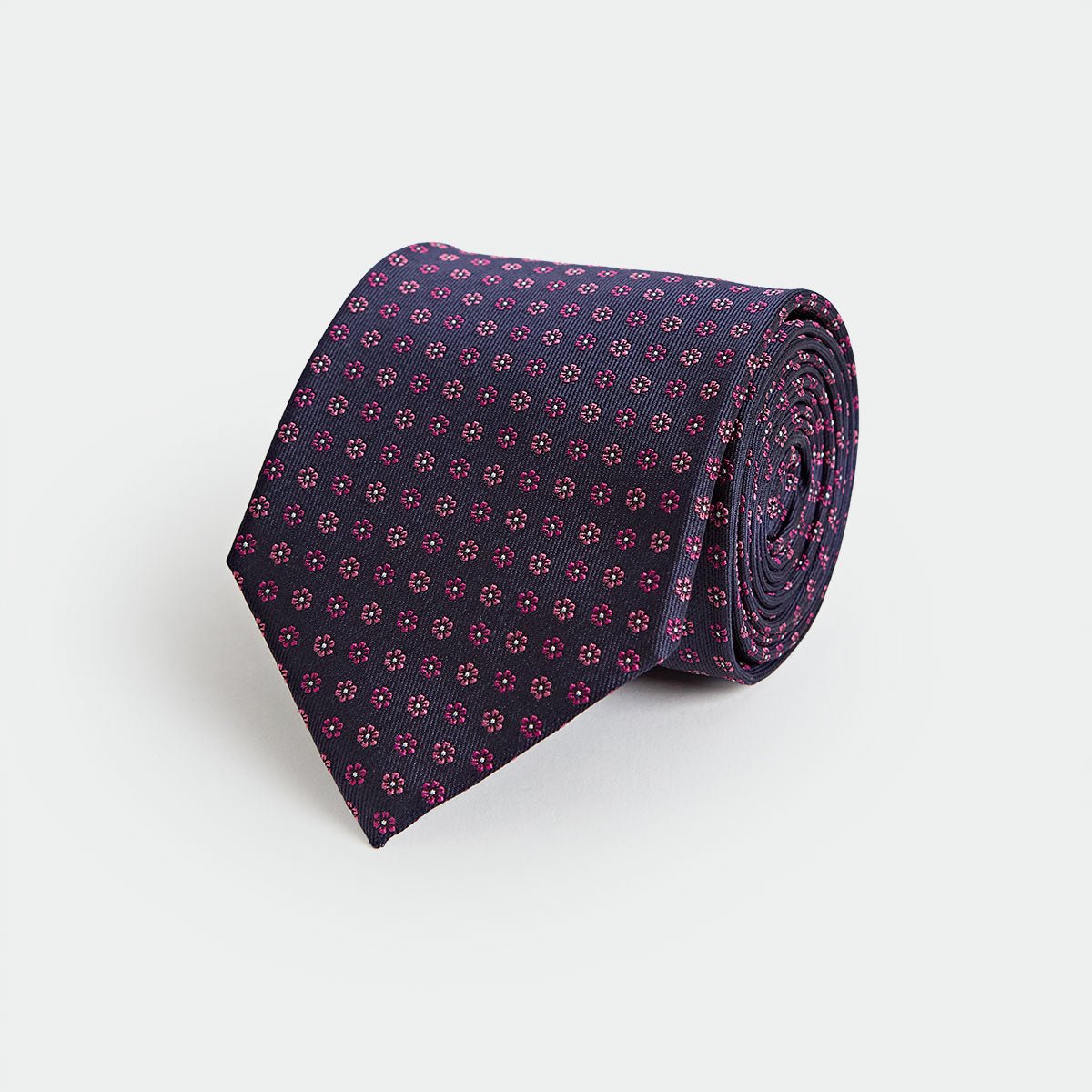 Pink Repeated Floral Woven Silk Tie