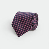 Navy & Pink Woven Spot Silk Tie