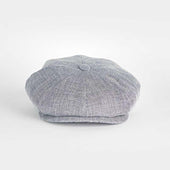 Navy Micro Herringbone Cotton & Linen Gatsby Cap