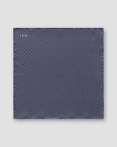 Dark Blue Polka Dots Silk Pocket Square
