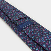 Purple Blue Floral Printed Silk Tie