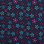 Purple Blue Floral Printed Silk Tie