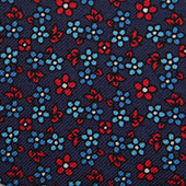 Red Blue Floral Printed Silk Tie