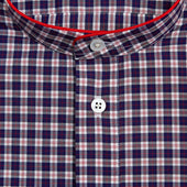 Red Check Cotton Nightshirt With Red Piping