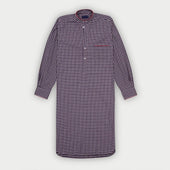Navy & Red Check Cotton Nightshirt with Red Piping