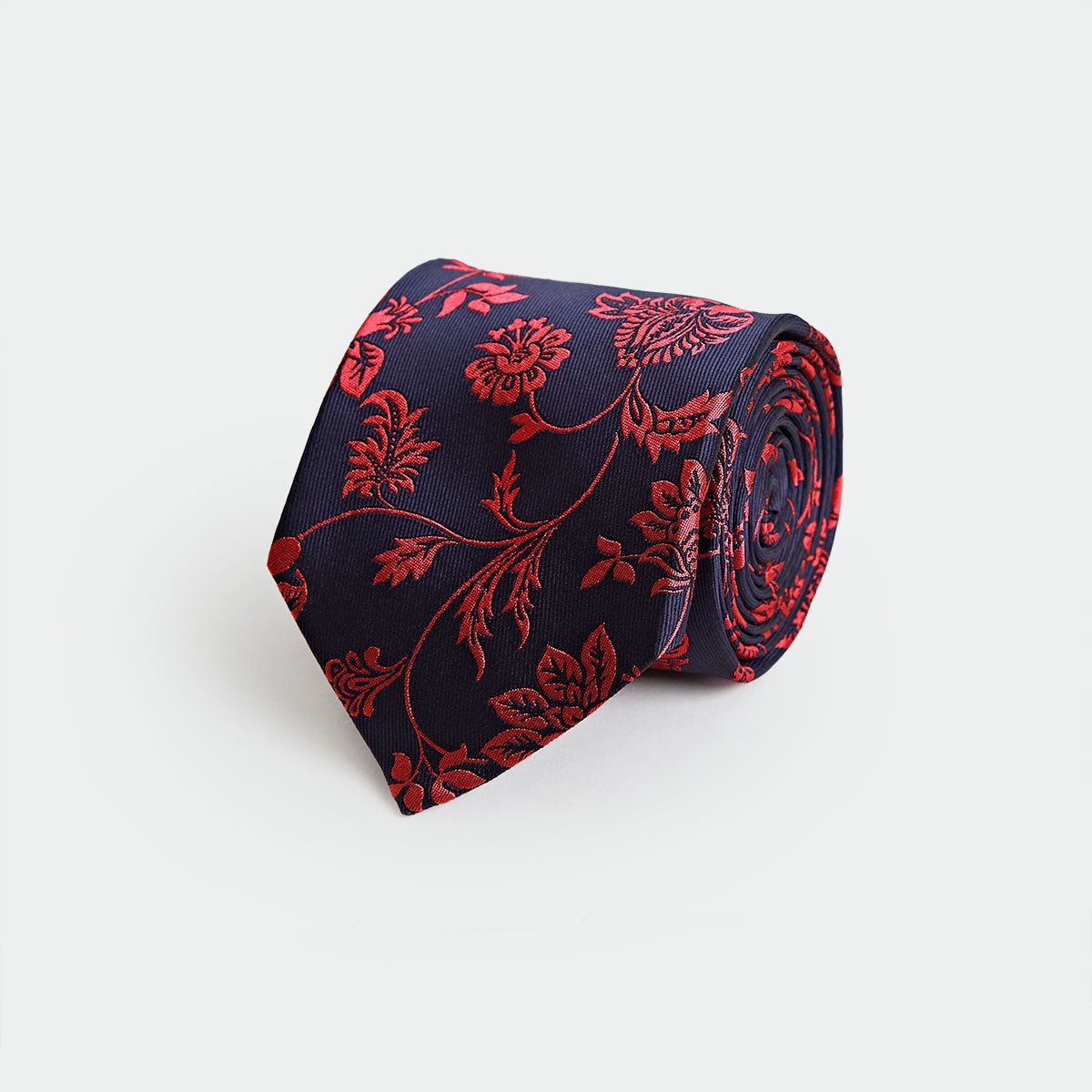 Red Elaborate Floral Woven Silk Tie