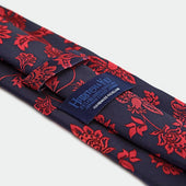Red Elaborate Floral Woven Silk Tie