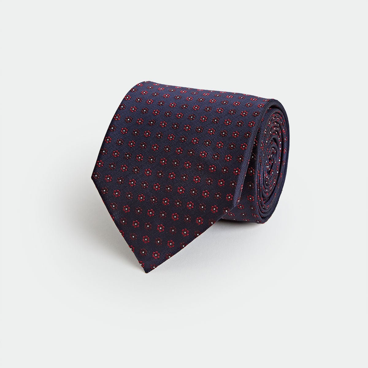 Red Repeated Floral Woven Silk Tie
