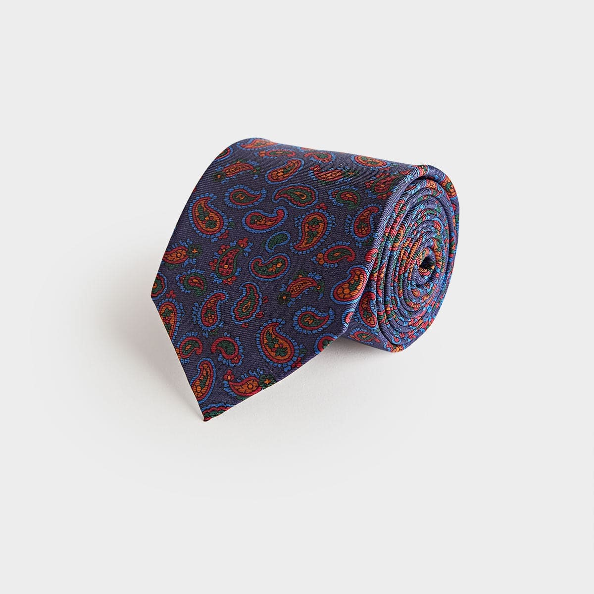 Red Small Paisley Motif Printed Silk Tie