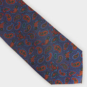 Red Small Paisley Motif Printed Silk Tie