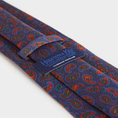 Red Small Paisley Motif Printed Silk Tie