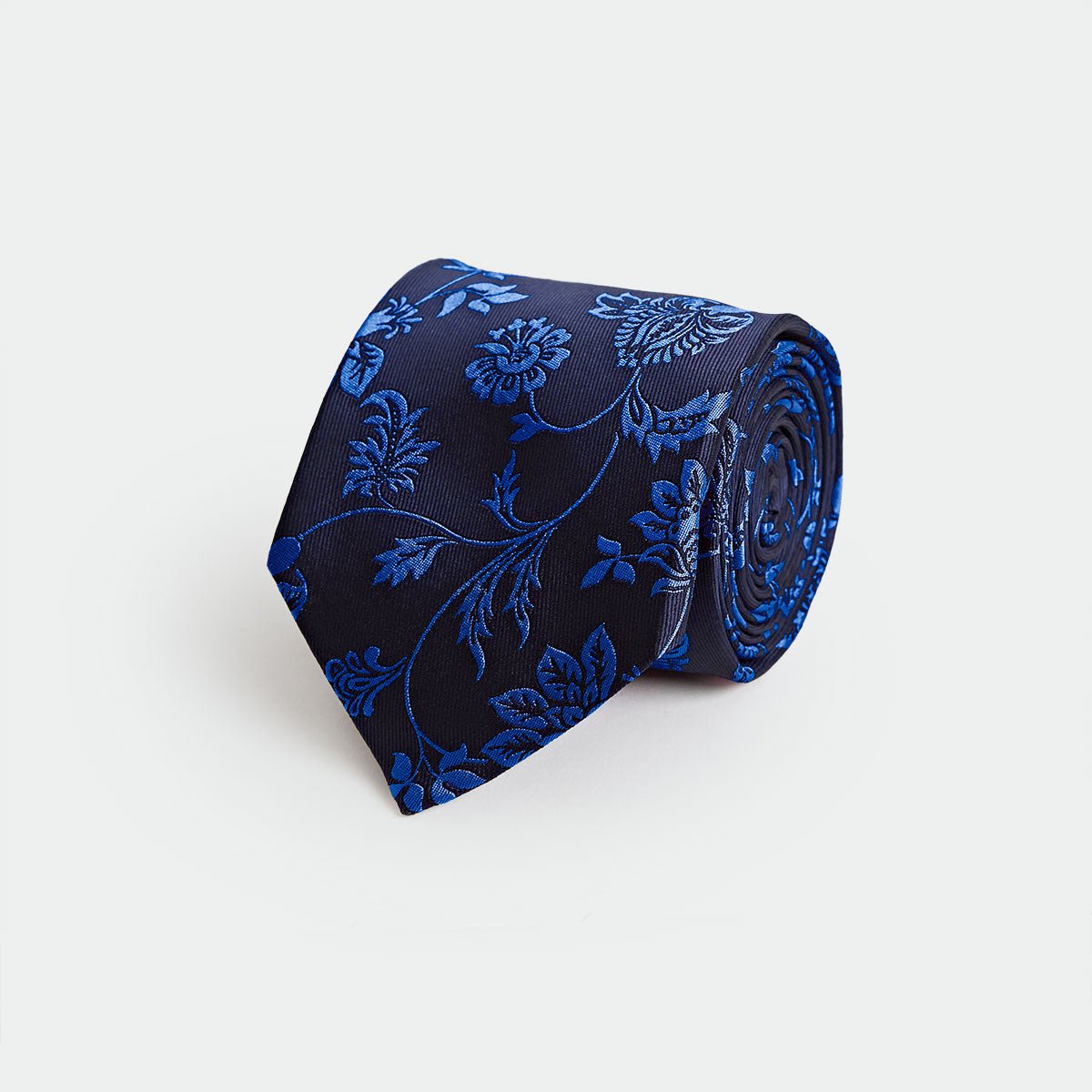 Royal Blue Elaborate Floral Woven Silk Tie