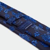 Royal Blue Elaborate Floral Woven Silk Tie