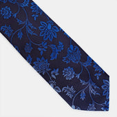 Royal Blue Elaborate Floral Woven Silk Tie