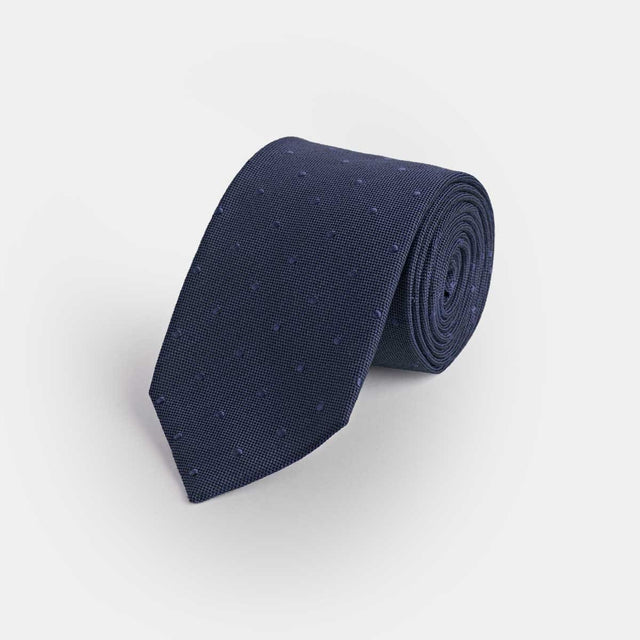 Navy Self-Spot Wool & Silk Blend Tie