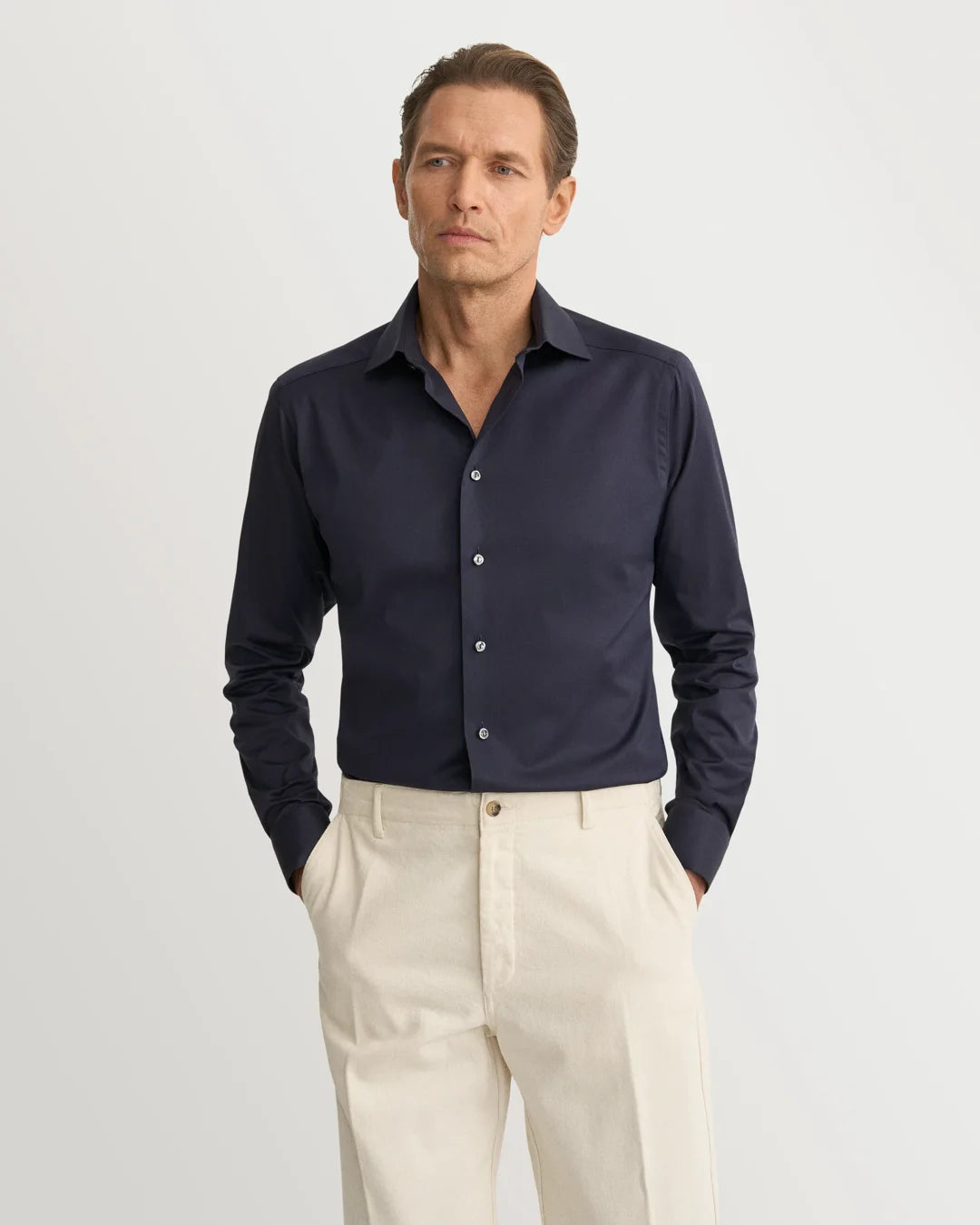 Blue Signature Twill Shirt Eton