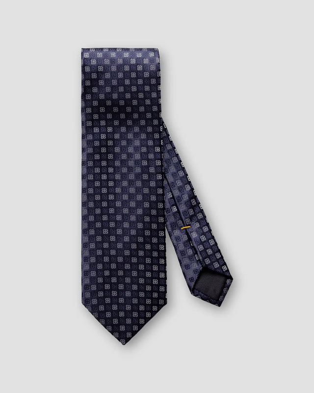 Krawatte mit Blumenmuster in Navy & Silber - Eton
