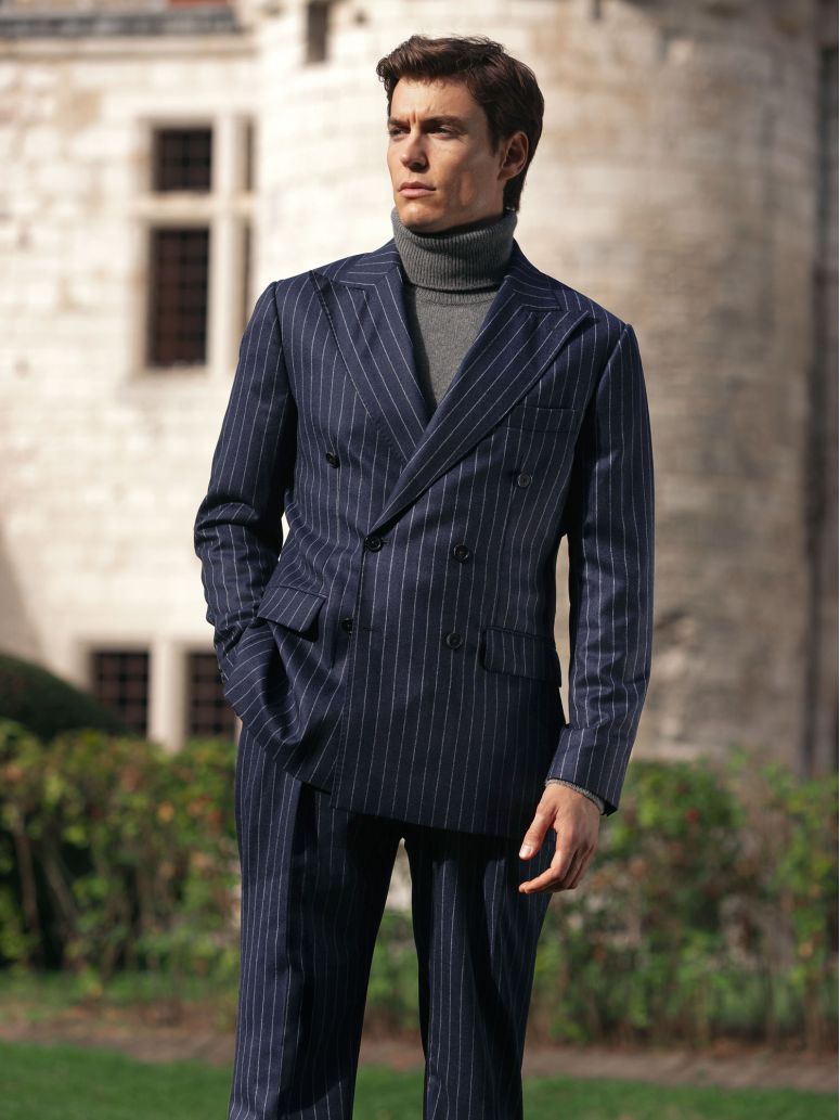 Striped Flannel Double Breasted Jacket Tregorn