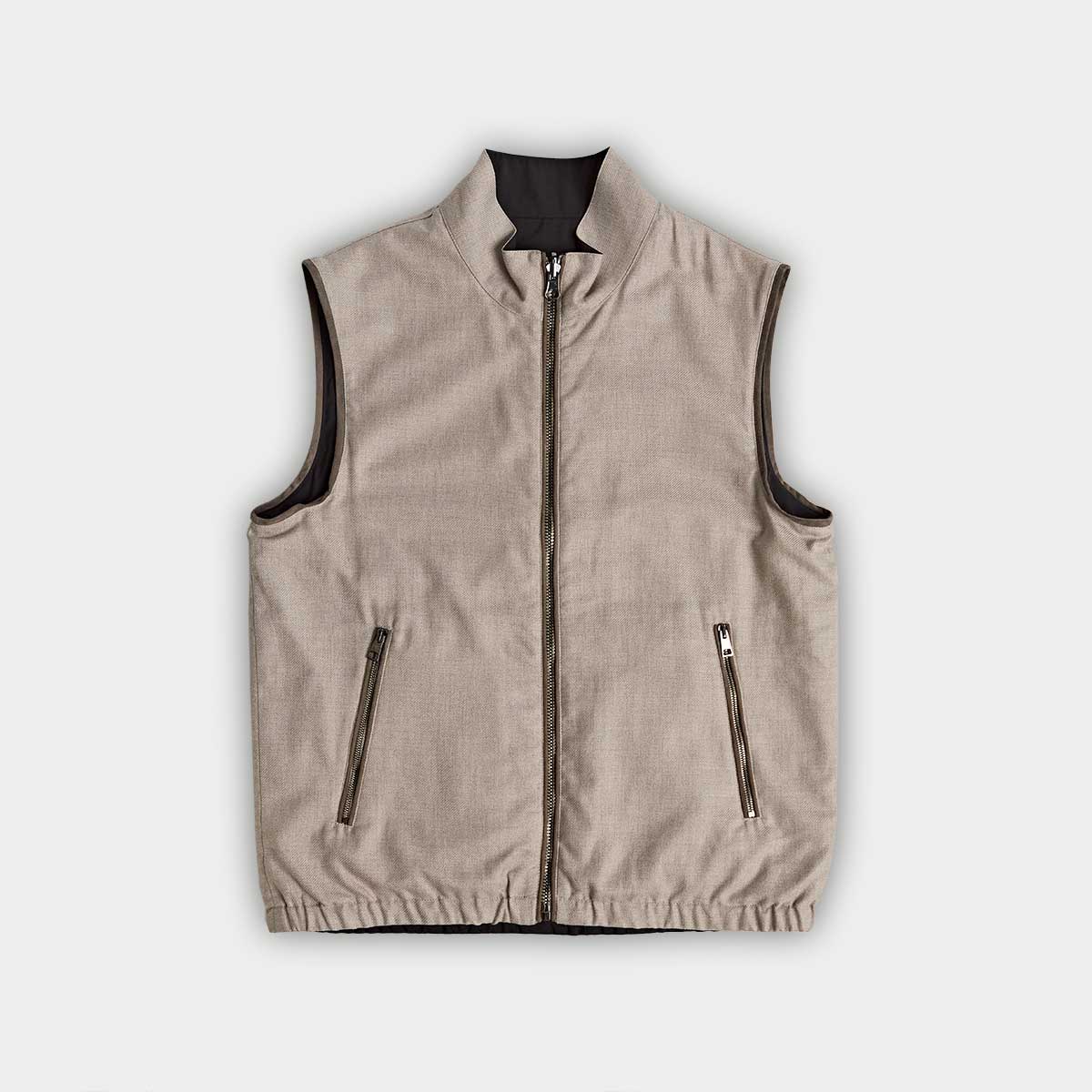 Tan Suede Lined Reversible Gilet
