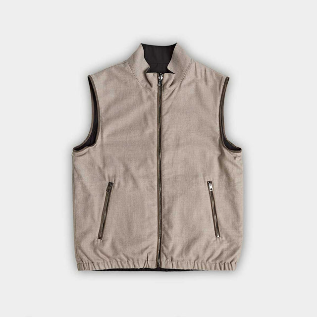 Navy & Tan Suede Lined Reversible Gilet