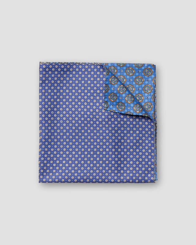 Blue Floral Print Floral Print Two-face Cotton Pocket Square