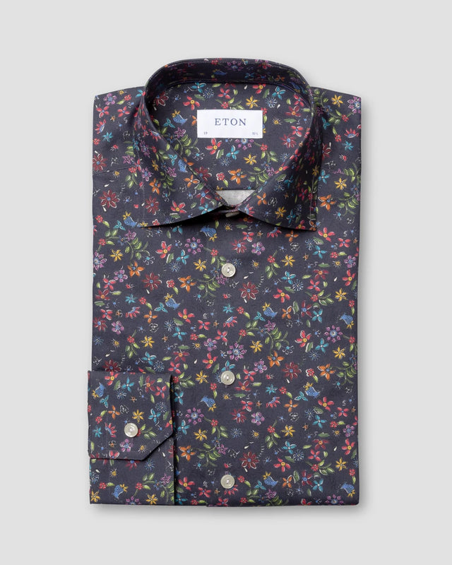 Navy Hemd mit Blumenprint - Eton