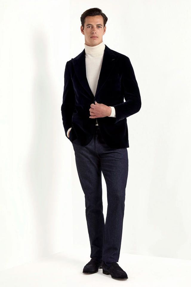 Navy blue velvet jacket - Made in Italy