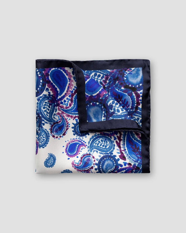 Navy watercolour paisley pocket square