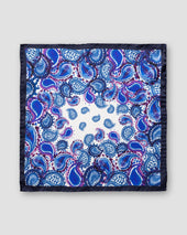Navy watercolour paisley pocket square