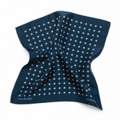 Navy Sandwashed Silk Eye Dot Pocket Square
