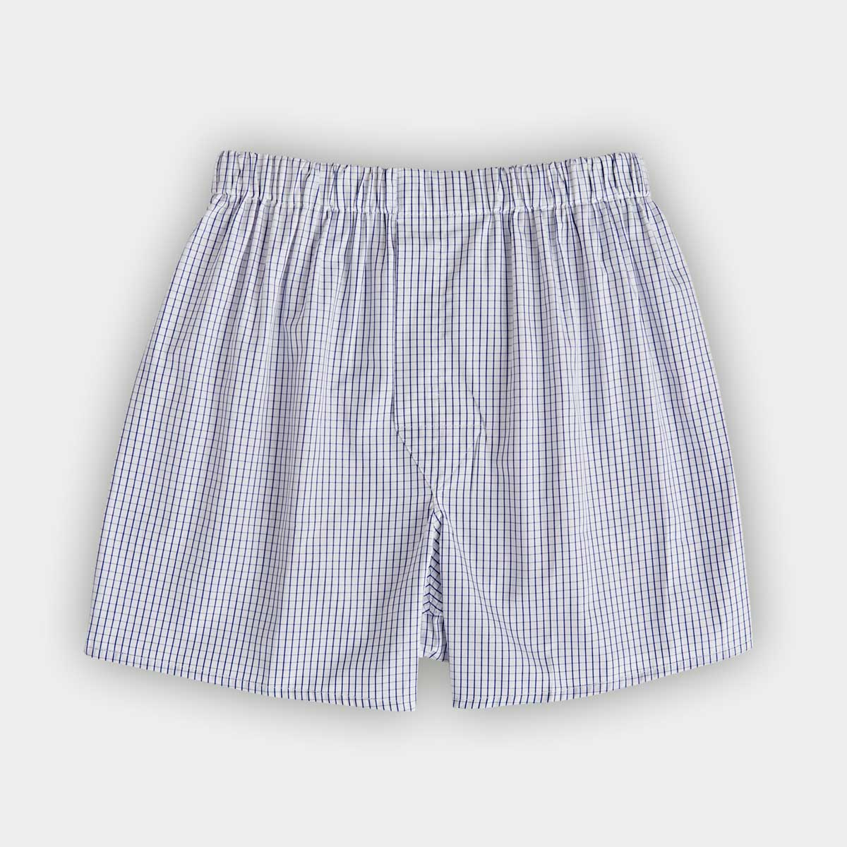 White Large Graph Check Cotton Poplin Boxer Shorts
