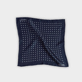White Medium Spot Silk Pocket Square