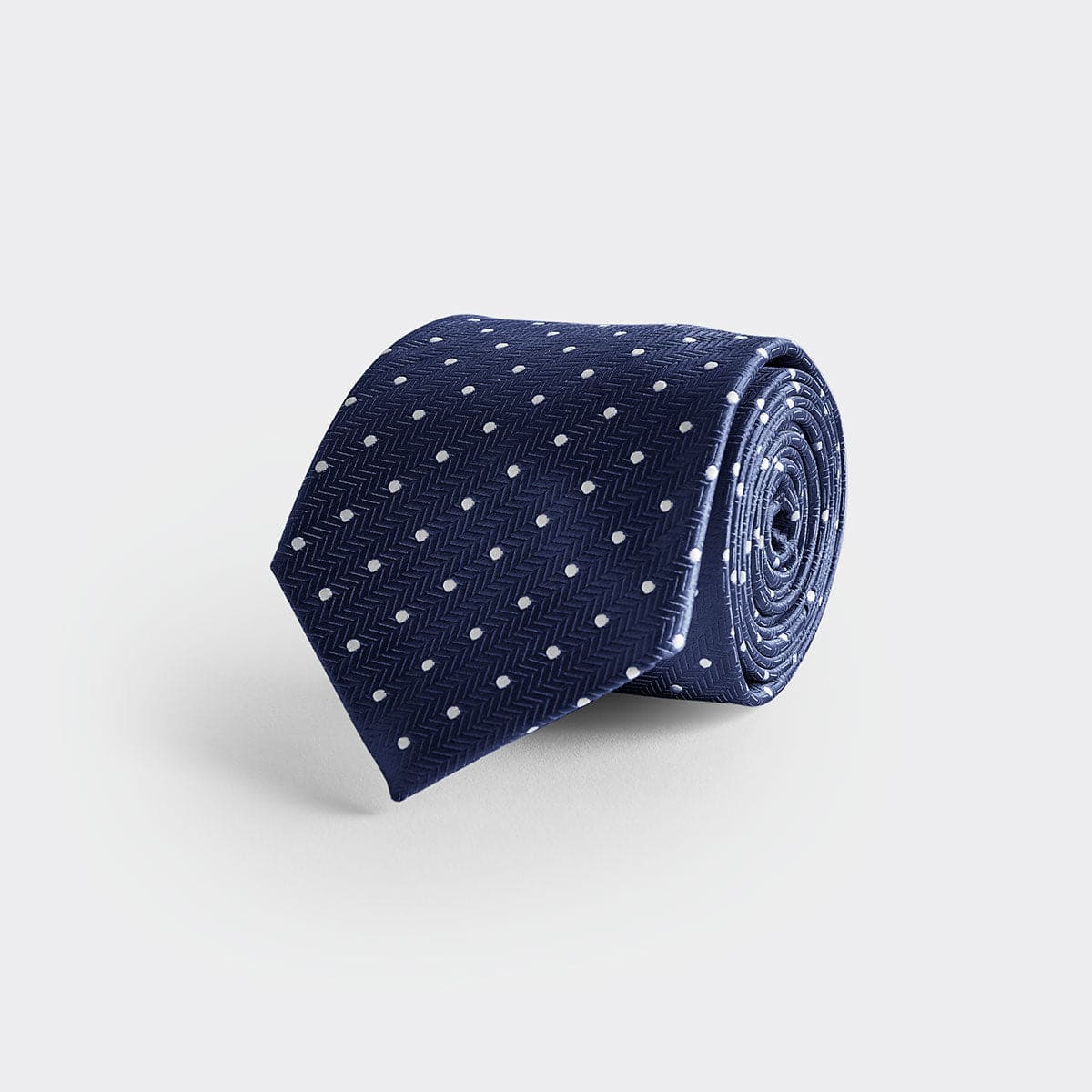 White Spot Herringbone Silk Tie